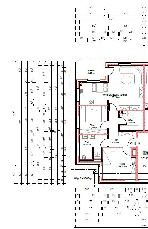 OG Grundriss Wohnung Nr. 03 mit Maßen